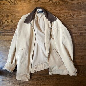 Women's Beige Jacket with Brown Collar